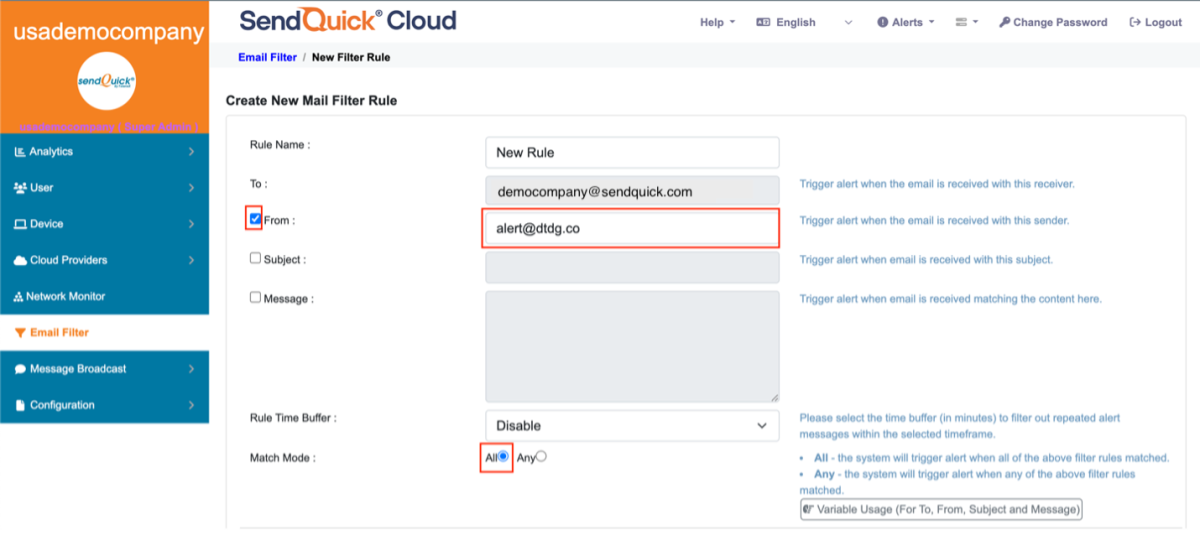 DataDog – Integration Guide - SendQuick Cloud