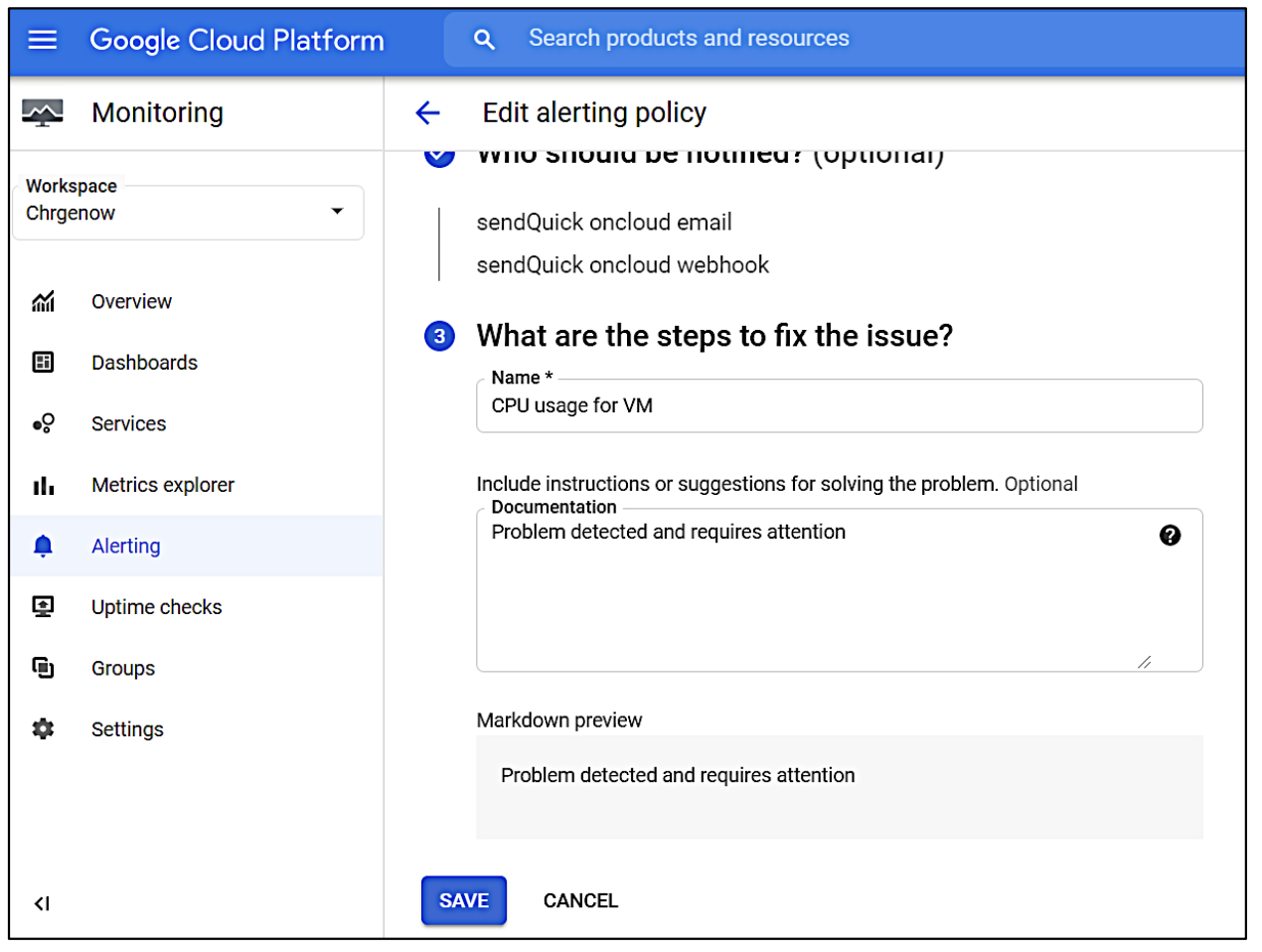 Google Cloud Platform (Monitoring) - sendQuick Cloud Integration Guide