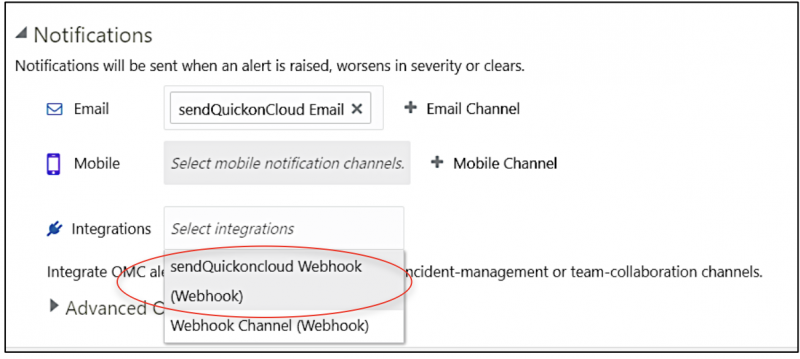 Oracle Management Cloud – sendQuick Cloud Integration Guide