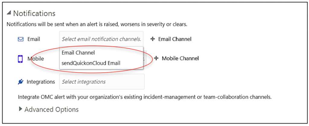 Oracle Management Cloud – sendQuick Cloud Integration Guide