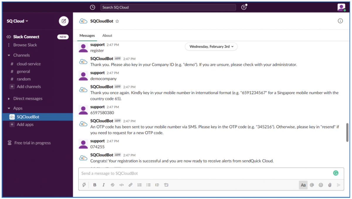 Chats Apps and Collaboration Tools Opt-In Guide - SendQuick Cloud